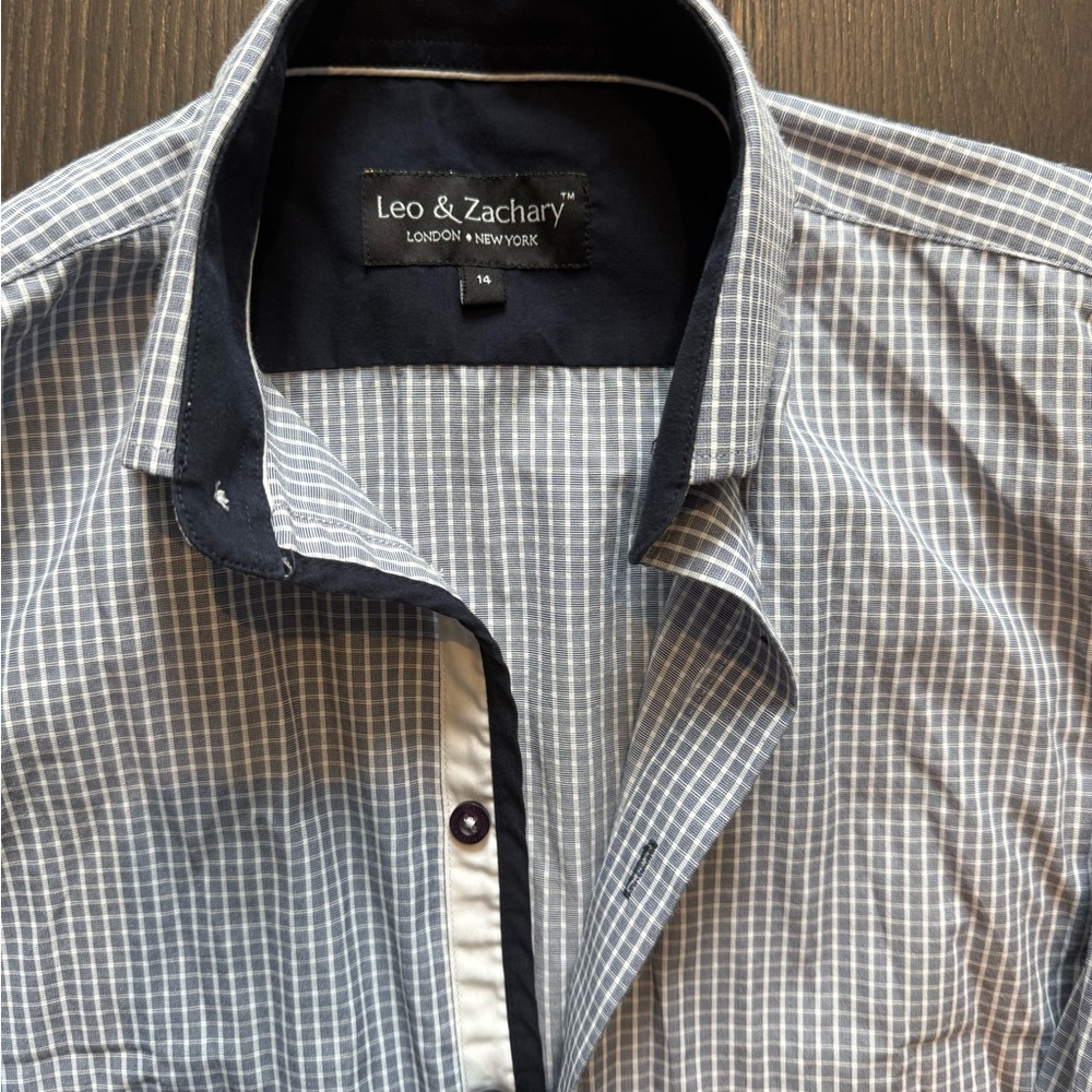 Teen Boy Gray Checkered Shirt